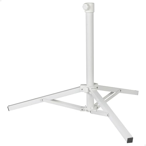AKTIVE Base sombrilla, Color blanco, 3 patas metal, Abierta 100x100x83 cm, Cerrada 10x10x68 cm, Mástil Ø25-32 mm, Parasol plegable, Pie sombrillas (61157)