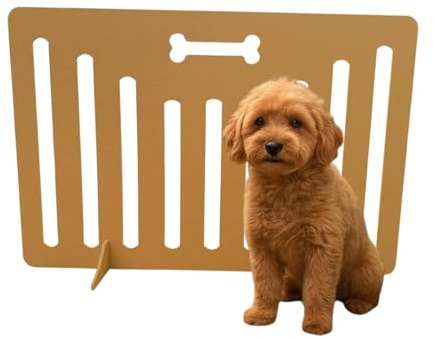 Black Dog Bone Pet Gate – No-Drill See-Through Safety Barrier for Doorways & Stairs, Lightweight Portable Pet Gate with Easy Access for Dogs & Puppies (60CM x 75 CM) (NATURAL BROWN)