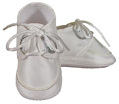 Little Things Mean A Lot Boys Silk Dupioni Christening Baptism Shoe - Size 0 White