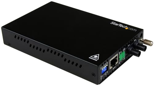 StarTech.com ET90110ST2 - Conversor de Medios Ethernet 10/100 Mbps a Fibra multimodo, Negro | ST Multimodo, 2 km, 1310 nm, acero, montaje en chasis
