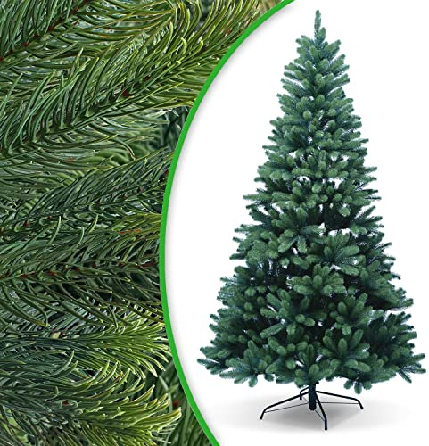 DILUMA Weihnachtsbaum Künstlich 150cm - Spritzguss Tannenbaum Wie Echt, Metall Standfuß, Modulares Stecksystem, Schwer Entflammbar B1 Zertifikat - Künstlicher Premium Voll-PE Christbaum (210cm)