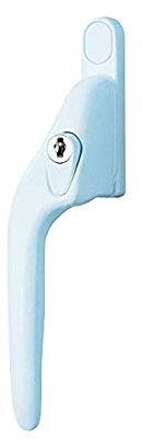 Yale YWHLCK40L-WH Offset Window Handle, fits Left Handed windows, 40mm spindle, Lockable, Boxed, suitable for PVCu windows, White Finish