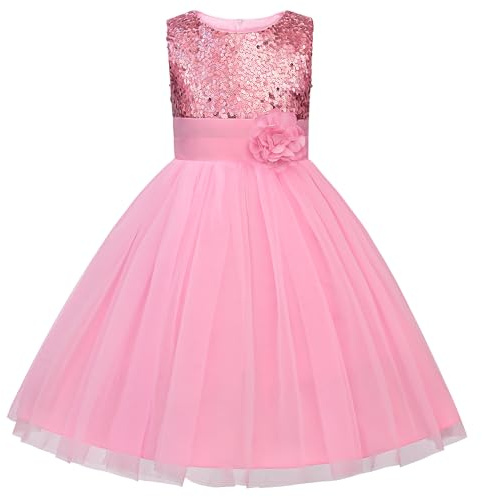 JerrisApparel Petite Fille Paillette Fête Fleur Robe de Cérémonie Bal Banquet Tulle