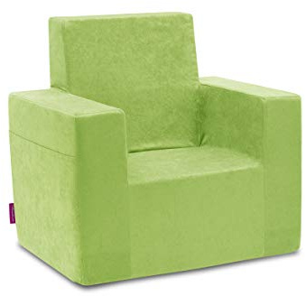 Badum - Poltrona per Bambini da 2 Anni - Poltrona per Bambini - Stabile, Comoda, in Schiuma, con Maniglia - Rivestimento Sfoderabile - Regalo di Compleanno per Bambina, Bambino - Verde
