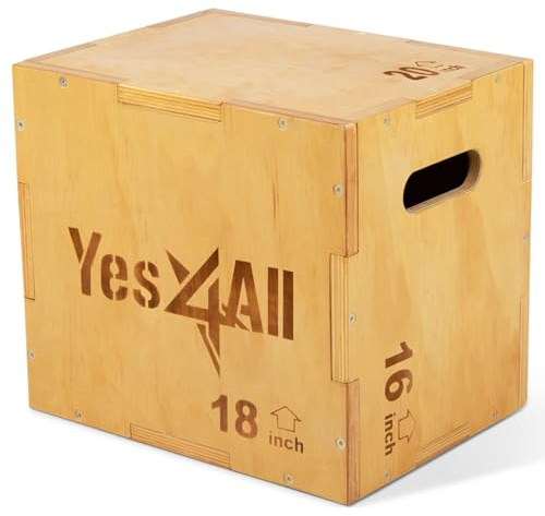 Yes4All 3 en 1 caja de madera de Plyo, plataforma de la caja pliométrica para el entrenamiento del salto, cajas del salto para el ejercicio casero del gym y el entrenamiento al aire libre