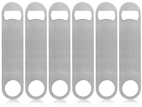 KISEER Heavy Duty Stainless Steel Flat Bottle Opener, 6 Pack Beer Bottle Opener for Kitchen, Bar or Restaurant