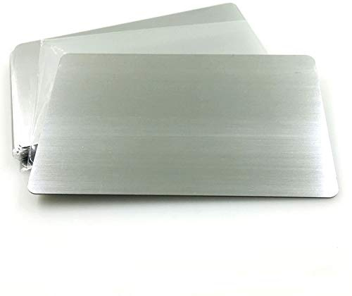 Ebamaz Stainless Steel 304 Metal Business Cards 86X54X0.5mm Blanks Tablet Pack of 10PCS (Silver Brushed Finishing, Blank)