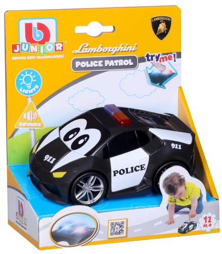 BB Junior Lamborghini Police Patrol: Spielzeugauto Lamborghini mit Licht & Sound, ab 12 Monaten, 12 cm. schwarz (16-81206)
