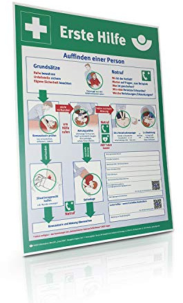 Betriebsausstattung24 Erste Hilfe Sicherheitsaushang Schild - Hart-PVC, langnachleuchtend - 40,0 x 56,0 cm - Plakat - Aushang des Hauptverbandes der Berufsgenossenschaften - Ausgabe August 2017