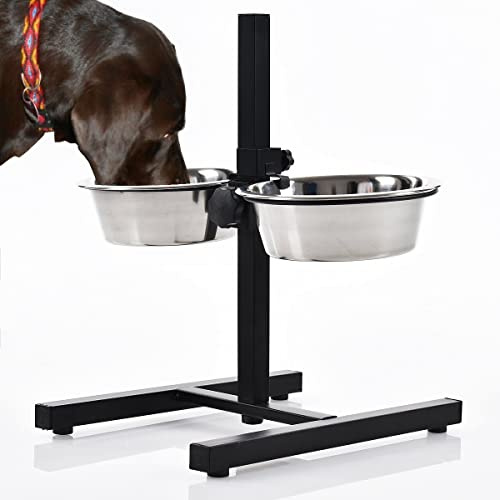 Fair-Shopping Hundenapf Napf Ständer Edelstahl Höhenverstellbar Fressnapf Futterstation Hundebar Katze A040