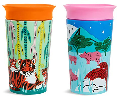 Munchkin 2 Pack Tazza WildLove Miracolo 360 Bebè | Rinoceronte/Tigre