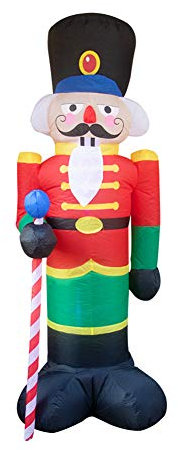 JYCAR Modelo de soldado de Papá Noel inflable, 2,4 m de cascanueces gigante inflable Santa Claus con soplador de luz LED para jardín, festival, fiesta de Navidad, decoración interior y exterior