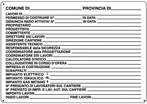 Social Crazy - Nuovo Cartello Cantiere Permesso di Costruire - Adesivo Extra Forte, Pannello Forex 30x42 cm, Segnale Industriale per Costruzione e Sicurezza