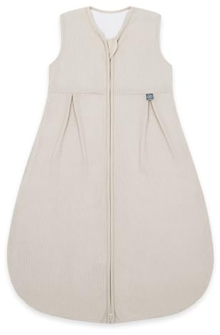 emma & noah Premium Baby Schlafsack Sommer, Bequem & Atmungsaktiv, 100% Bio-Baumwolle, OEKO-TEX Zertifiziert, Flauschig Weich, Bewegungsfreiheit, 1.0 TOG (Essential Beige, 90 cm)