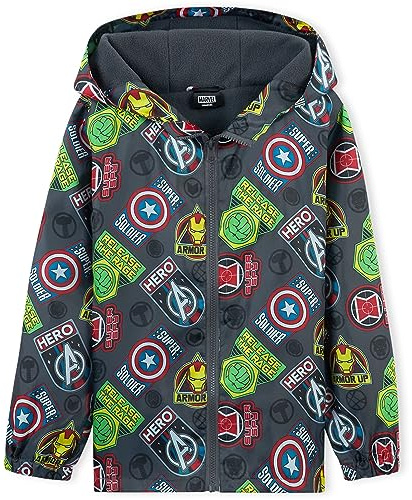 Get Trend Marvel Impermeable Enfant Garcon, Veste de Pluie Enfant Doublure en Polaire, Vêtement de Pluie Enfant Ado 4-14 Ans Spiderman Avengers (Gris Avengers, 11-12 Ans)