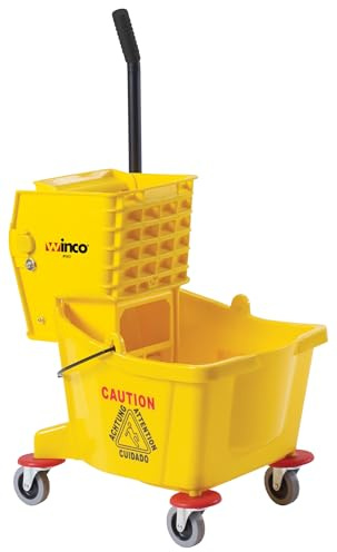 Winco Kommerzielle Mopp-Eimer auf Rollen, 26 Quart, Gelb | Spülmaschinenfest, BPA-frei, extra großes Fassungsvermögen für effizientes Wischen, ideal für Bodenreinigung und Küchenböden