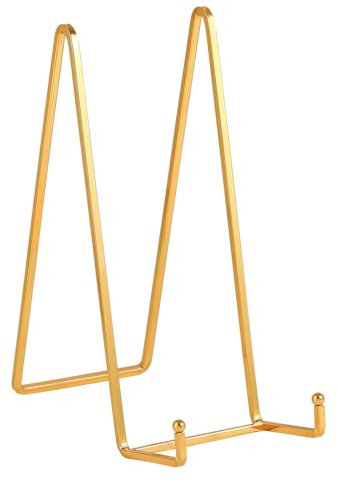 Staffelei Aufsteller Teller Ständer Metall - Tellerständer Groß - Deko Tellerhalter - Dekoteller Halterung - Eisen Staffelei fuer Buch | Foto | Bilderrahmen | Gedenktafel - Gold - 2 Stück - 25 cm