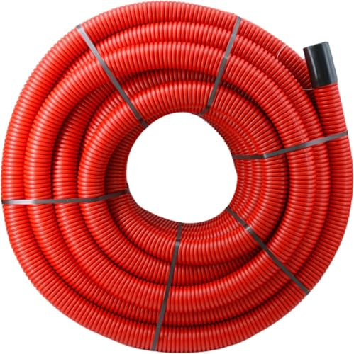 Unterirdisches Wellrohr M75 mm | Leerrohr Elektrorohr Erdwellrohr Rot | 5m 10m 15m 20m 25m (15 Meter)