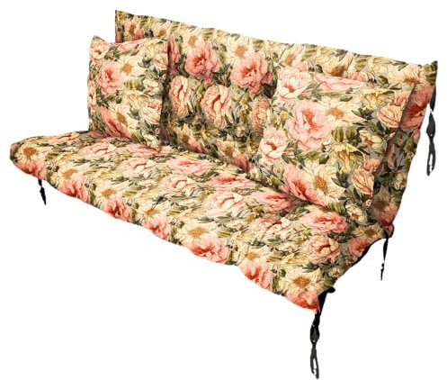 Filippo Sitzauflagen Gartenmöbel 180 x 55 x 55 cm Pfingstrose - Kissen Hollywoodschaukel Beständig Gegen Schimmel – Handgefertigt Polster für Hollywoodschaukel mit Befestigungsschnüre