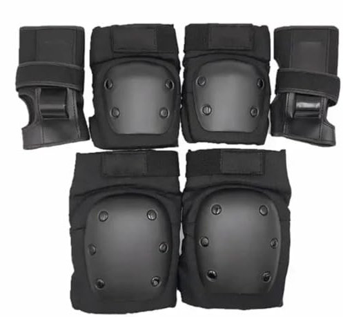 ZenXstore GuardPro 6-in-1 Ultimate Protection Kit Knieschützer Ellenbogen- und Handgelenkschoner für Skateboarding, Rollerblading, Stunt-Scooter (l)