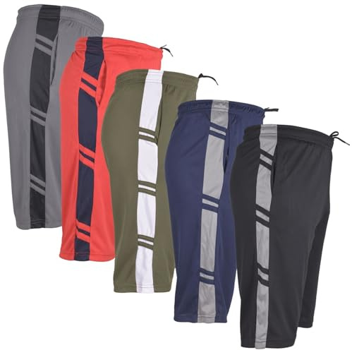 A2Z 4 Kids Pojkar 5-pack Knälång Lättvikts Mesh Athletic Active Shorts - Short S09 5 Pack Set 4 XS