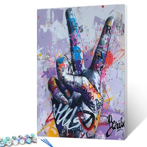 Tucocoo Graffiti-Faust Malen nach Zahlen Sets mit Pinseln und Acrylfarbe auf Leinwand Malerei für Erwachsene, Zeichen Liebe Bunt für Zuhause Wanddekoration Geschenke 40,6 x 50,8 cm (DIY gerahmt)