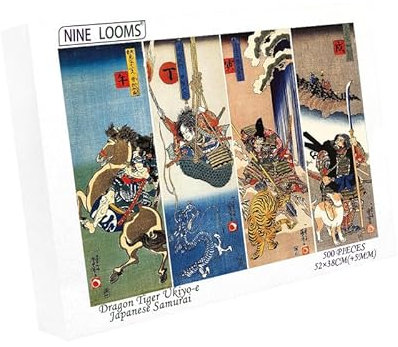 Generic Nine Looms Holzpuzzle Erwachsene 500 Teile Japanischer Drache Tiger Ukiyo-E Kuni Yoshikakawa Japanische Samurai Malerei Spielzeug Geschenk Kuniyoshi Kugawa Works Dekorative Malerei Puzzle (500