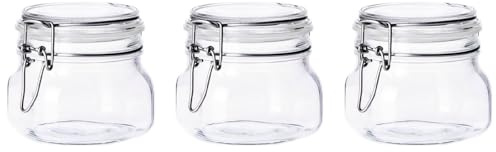 Acan Tradineur - Pack de 3 tarros de Vidrio herméticos Primizie, Incluyen Junta de Goma, Bote, Frasco Multiusos para almacenar conservas, legumbres, Pasta, Galletas - 9,5 x 10,3 cm - 500 ml