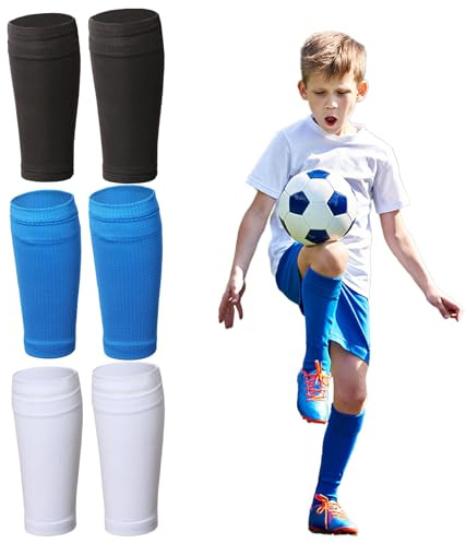 AYNKH 3 Paar Schienbeinschoner Socken Schienbeinschoner Halter Socken Atmungsaktiv Schienbeinschoner FußBall Herren Socken ärmel für Kinder Erwachsene Anfänger