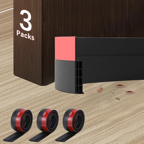 Fentar Burlete Puerta Entrada, 3 Pisos Burletes para Puertas, Tipo Autoadhesivo Burlete Bajo Puerta, Corte Flexible Bajo Puertas para el Frio entrada，Burlete Silicona para Insonorizar Viento（Negro）