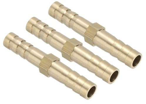 PATIKIL 1/4 Raccord de Tuyau en Laiton, 3 pièces Raccords Droits de l'union de barbures en métaux de barbure Adaptateur de barbure de réparation de Tuyau d'air pour l'eau, l'huile