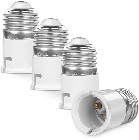 AUAUY Adaptateur Convertisseur Douille E27 à B22, Adaptateur de Douille de Lampe, Convertisseur de Base de Lampe ES vers BC pour Ampoules LED, Ampoules à Incandescence, Ampoules CFL, Lot de 4