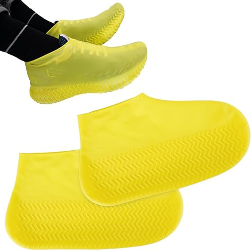 biped 1 par vattentäta skoöverdrag - silikonöverdrag för många skor - halkfria överskor mot regn och lera z2924(yellow,L=38-42)
