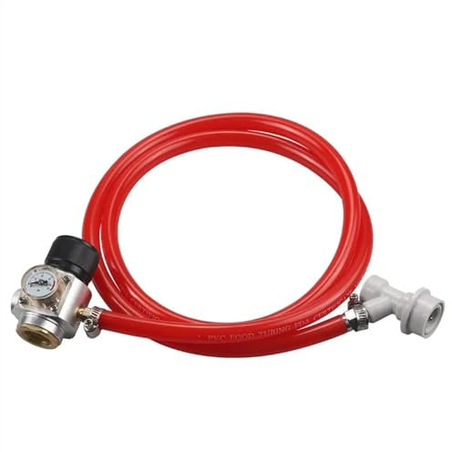 NADCFN Druckminderer CO2-Mini-Gasregler Tr21.4 Inklusive roter Gasleitungsbaugruppe, Kugelverschluss-Gastrennung für Sodatank-Fass-Spender Heimbrau-Sets