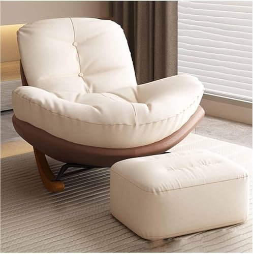 Stillstuhl & Fußhocker Bequemer Schaukelstuhl - Moderner Samt Loungesessel für Wohnzimmer - Sessel Gepolstert Relax Rocker Sofa Stuhl