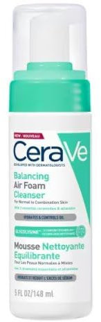 CeraVe Mousse Detergente Riequilibrante, Per Pelli da Normali e Miste, Pelle Idratata e Produzione del Sebo Ridotta, Con Tecnologia Glycolysine, 3 Ceramidi Essenziali e Allantoina, 148 ml​