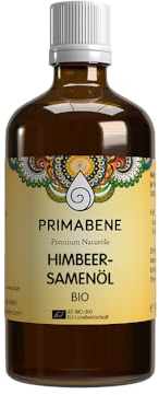 PRIMABENE® - Aceite de semilla de frambuesa 100% orgánico - 50 ml - puro y prensado en frío aceite de semilla de frambuesa para el cuidado de la piel, cuidado del cabello y protección solar - Aceite
