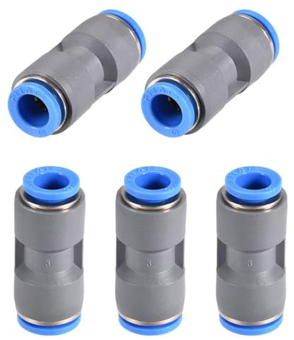 TA-VIGOR 12mm to 10mm Push Fit Union Reducers Straight Connector, 5Pcs | Plastic Material, Quick Release Design for Air Compressors And Vacuum Systems, Compatible with PU PA PE Nylon Tubing