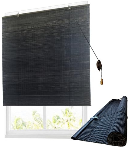 Tenda a Rullo in Bambù Naturale,Tapparelle Bamboo Retrò,Cortina di Bambù,Avvolgibili Filtro Luce,Privacy Veneziane per Finestre,Interni ed Esterni,Personalizza,Larghezza x Altezza (60cm x 250cm)