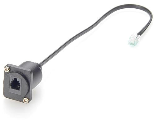Plinkwirekb RJ11/RJ9 4P4C Panel-Montage Verlängerungskabel 0,3 m, D-Typ Telefon Unterputz-Adapter, Cat3 Stecker auf Buchse für Festnetztelefon, Faxgerät, DSL-Modem