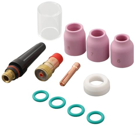 12-teiliges WIG-Düsen-Set mit 10 Tassen Aluminiumoxid für Kurzgaslinse 17GL332 passend für DB SR WP Schweißen