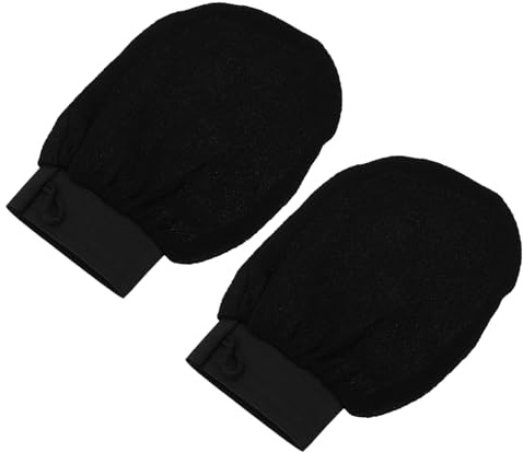SAFIGLE Guantes Exfoliantes Corporales de Ducha Negros Capa para Eliminar Piel Muerta Función de Masaje para Baño y Cuidado Personal