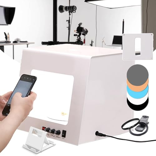 XNYXLPP Mini kit de boîte Lumineuse de Studio avec Plateau tournant Automatique à 360 °, Placement ou Suspension du Support, boîte à lumière de Studio à intensité Variable (White TB30)
