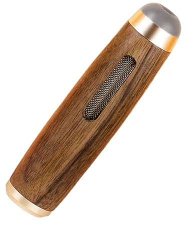 Tuxihapp Walnut Wood Car Ashtray, Portable Detachable Handheld Cigarette Holder, Windproof Reusable Auto Ash Catcher, Mini Vehicle Smoking Stand Holder for Regular and King Size Cigarettes (Gold)
