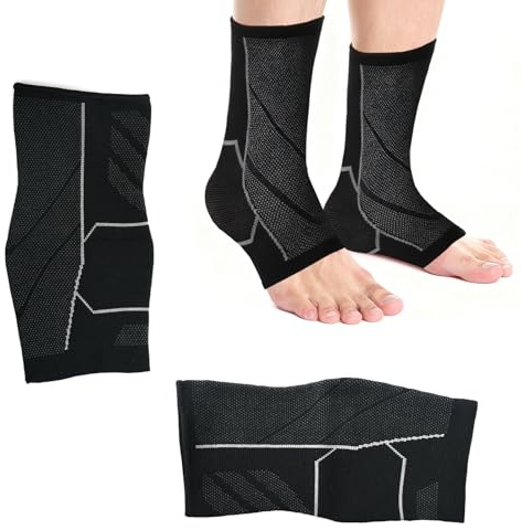 Rieoany kompressionsstrumpor ankelbandage för kvinnor och män, bandage fotled för plantar fasciit, hälsenan, sport och vardag, 1 par, XL