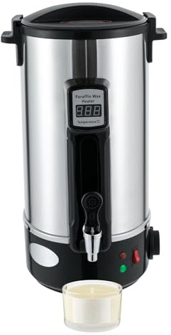 Fondoir Cire Bougie Machine Pot De Fusion Cire éLectrique Acier Inoxydable 10.8L, 1100 W Bec Verseur Machine à Fondre La Cires RéGlage 30-110 ℃, Affichage Numérique LED, Pour Fabrication De Bougie