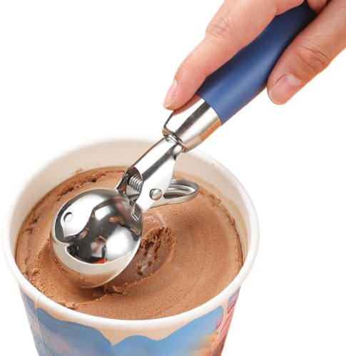 Cucharada De Helado De Acero Inoxidable - Pop Top Spoon, Scooper Robusto | Herramienta De Cocina Antideslizante, Diseño Seguro De Lavavajillas O Uso Versátil Con Yogur Glacé, Boul