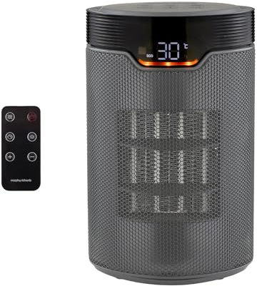 Morphy Richards HeatFlux 1500W Electric Ceramic Fan Heater, Remote Control, 15m2, 24hr Timer, Compact, Portable, Quiet, Lightweight, Energy Efficient, 3 Settings, LED Touch Panel, For Bedroom, 825051