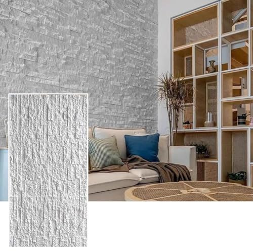 Paneles De Pared De Imitación De Piedra Para Exteriores E Interiores, Paneles De Revestimiento De Pared De Poliuretano Impermeables, Revestimiento De Pared Con Paneles Decorativos 3D(Blanco,5PCS)