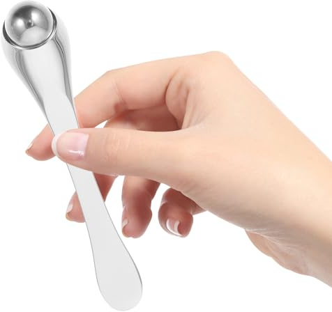 Massaggiatore per Occhi Roller, Stick Viso, Argento | Lega di Zinco e Acciaio Inossidabile, per Viaggi e Business Trip, Aiuta Creme e Contorno Occhi